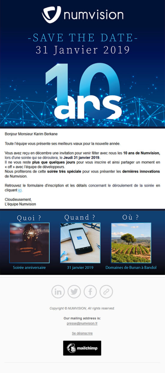 Invitation 10 ans Numvision